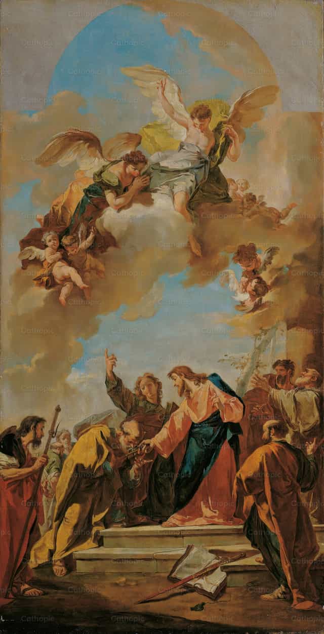 Przekazanie kluczy św. Piotrowi - Katolickie zdjęcia stockowe - Zdjęcie: Restored Christian Art