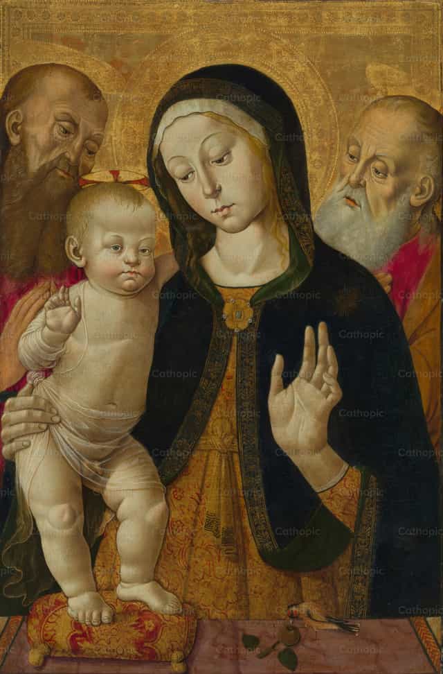Madonna at ang Batang Kristo na may Dalawang Hermit na Santo - Mga Catholic stock image - Larawan ni Restored Christian Art