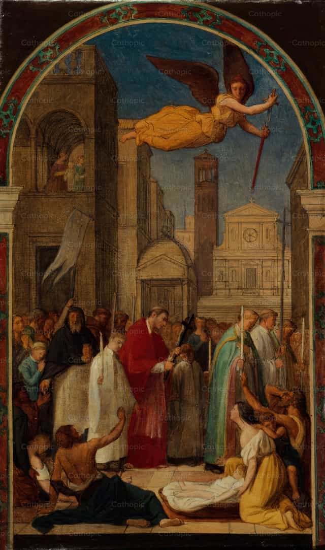 Prusisyon ni San Carlos Borromeo sa panahon ng salot sa Milan - Mga Catholic stock image - Larawan ni Restored Christian Art