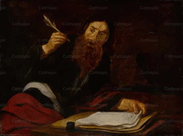 圣保禄在书桌前书写 - 天主教图库图片 - 摄影： Restored Christian Art