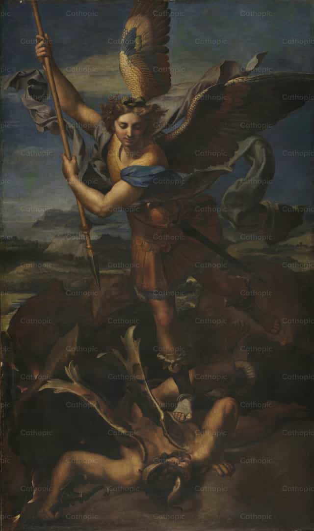 圣弥额尔击退撒但 - 天主教图库图片 - 摄影： Restored Christian Art