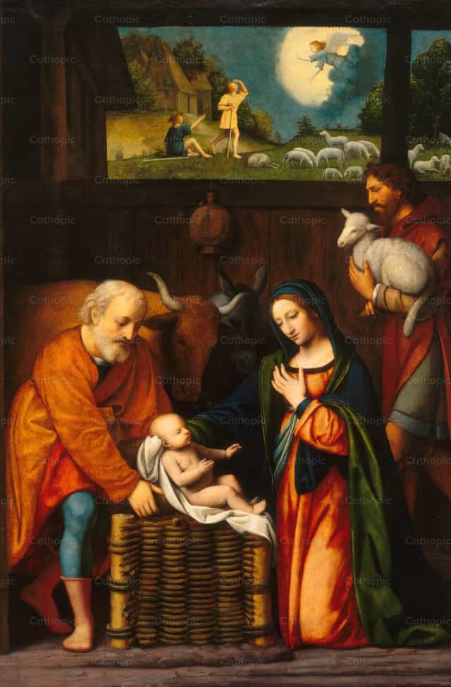 Adoración del Niño Jesús y Anunciación a los pastores - Banco de imágenes católicas