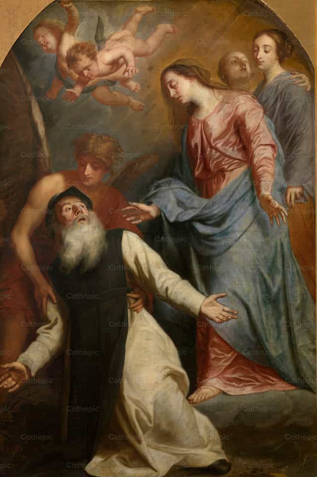 圣阿基坦的威廉（William of Aquitaine）面前的圣母显现 - 天主教图库图片 - 摄影： Restored Christian Art