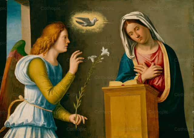 Anunciación a la Virgen - Banco de imágenes católicas - Fotografía por Restored Christian Art