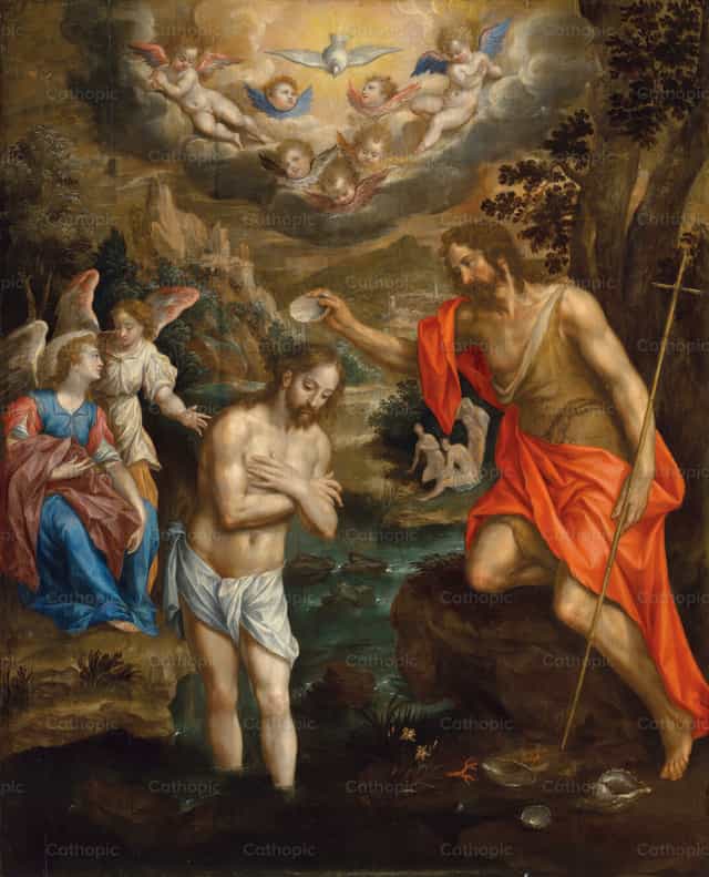 Le Baptême du Christ - Images catholiques de stock