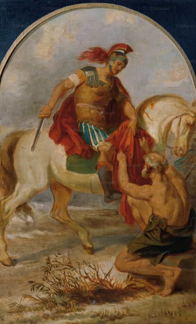 Si San Martin at ang Pulubi - Mga Catholic stock image - Larawan ni Restored Christian Art