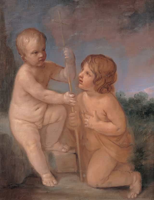 A kisded Jézus és Szent János - Katolikus stockképek