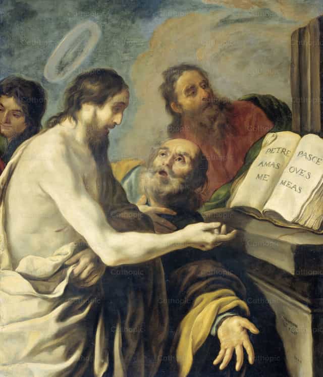 Chrystus poucza Piotra, aby paśł moje owce - Katolickie zdjęcia stockowe