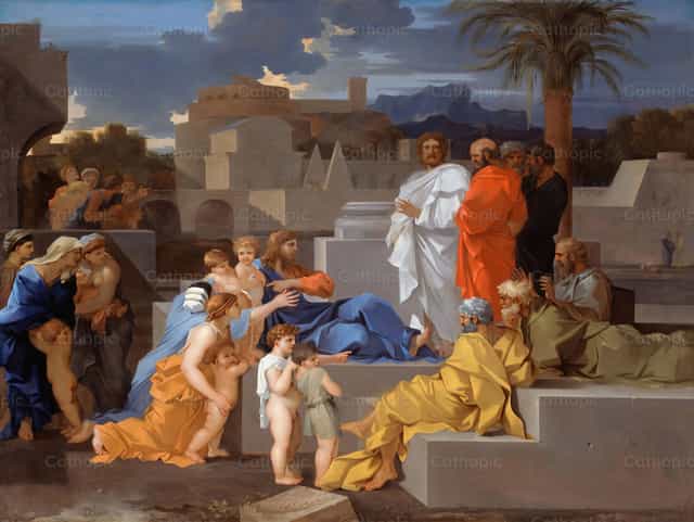 Cristo che accoglie i bambini - Immagini stock cattoliche