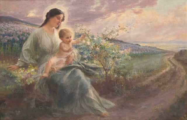 Útszéli Madonna a Gyermekkel - Katolikus stockképek - Fotó: Restored Christian Art