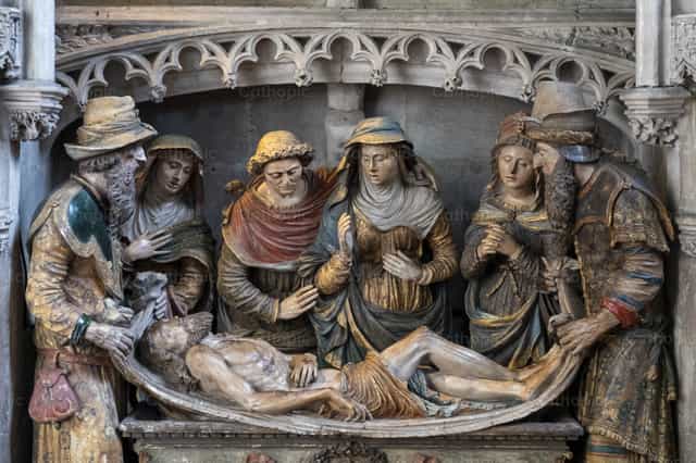 O corpo de Jesus é colocado no túmulo - Imagens católicas de stock - Foto de Joan Sutter