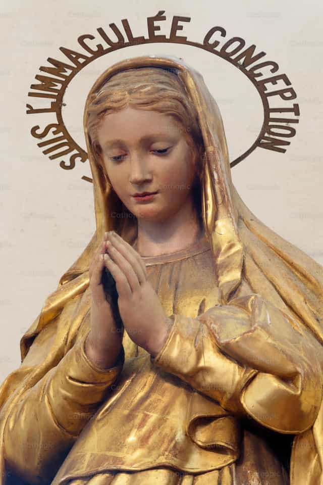 Virgen María en oración - Banco de imágenes católicas - Fotografía por Joan Sutter
