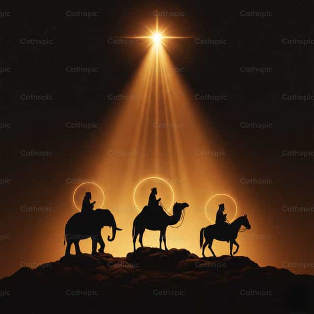 Los Reyes Magos rumbo a Belen - Banco de imágenes católicas