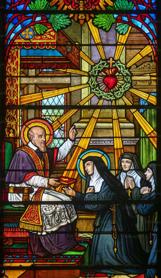 Santa Juana Francisca de Chantal recibe la constitución de Francisco de Sales. - Banco de imágenes católicas - Fotografía por Joan Sutter