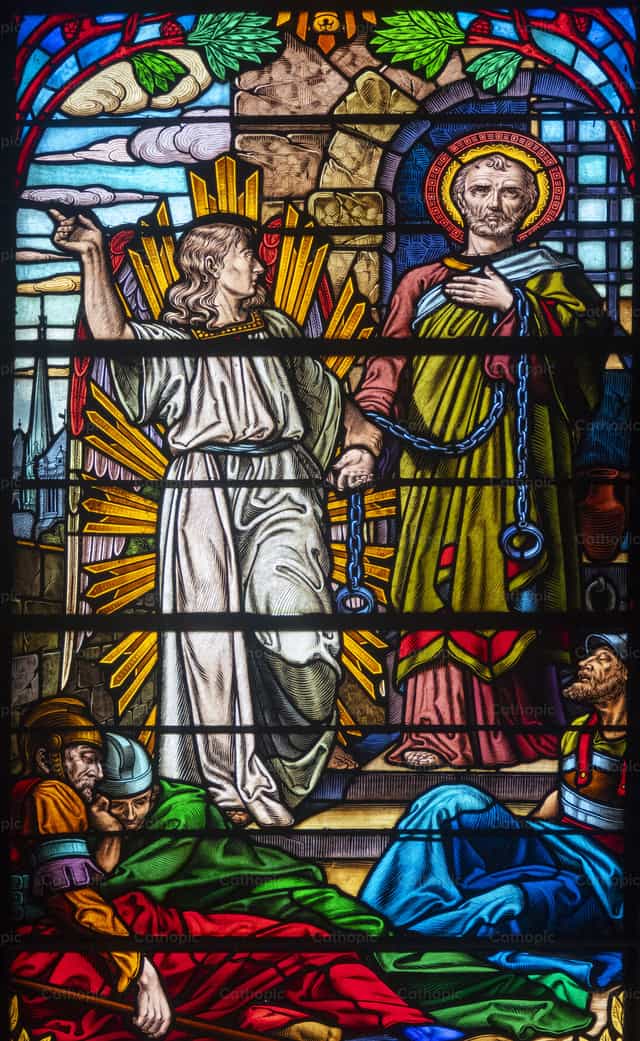 Sint-Pieter ontsnapt uit de gevangenis - Katholieke stockfoto's - Foto door Joan Sutter