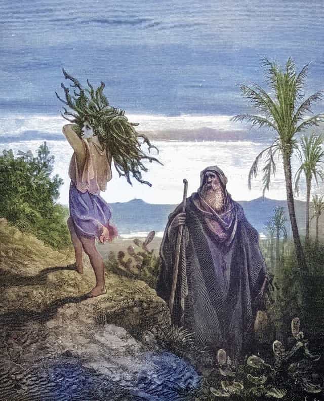 Abraham e Isaac llevando leña - Banco de imágenes católicas