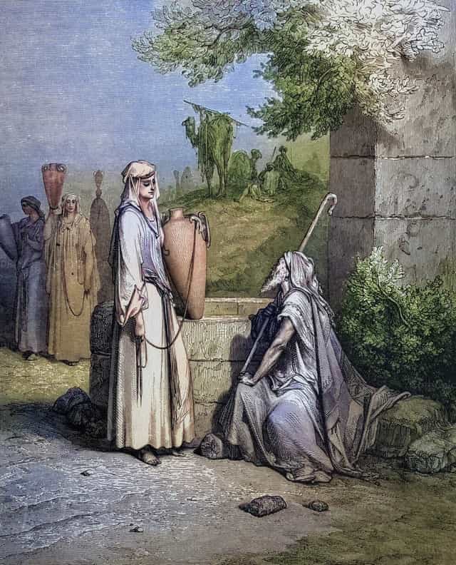 Eliezer and Rebekah - Catholic stock images
