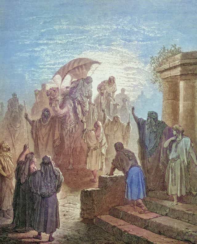 Isaac recibe a Rebeca - Banco de imágenes católicas