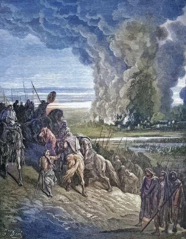 约书亚焚烧艾城 - 天主教图库图片 - 摄影： Bible and Art