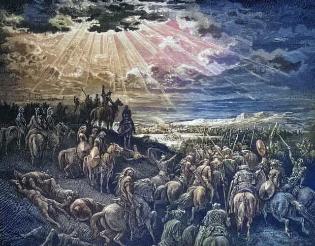 Josué detiene el sol - Banco de imágenes católicas