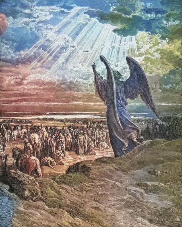 天使向约书亚的军队显现 - 天主教图库图片 - 摄影： Bible and Art