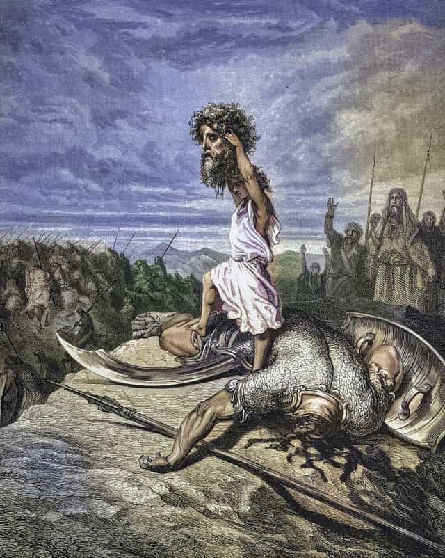 Dávid Góliát fejét mutatja - Katolikus stockképek - Fotó: Bible and Art