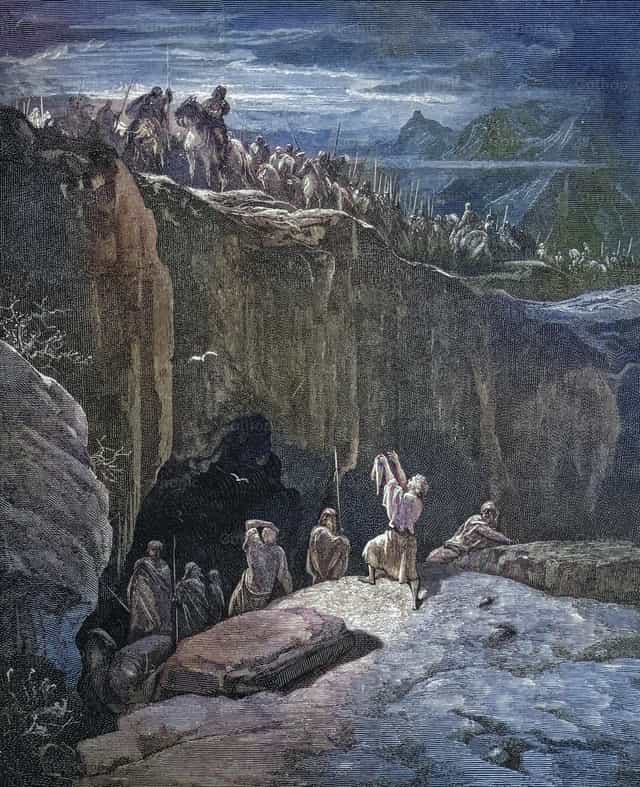 David zeigt Saul Barmherzigkeit - Katholische Stockfotos - Foto von Bible and Art