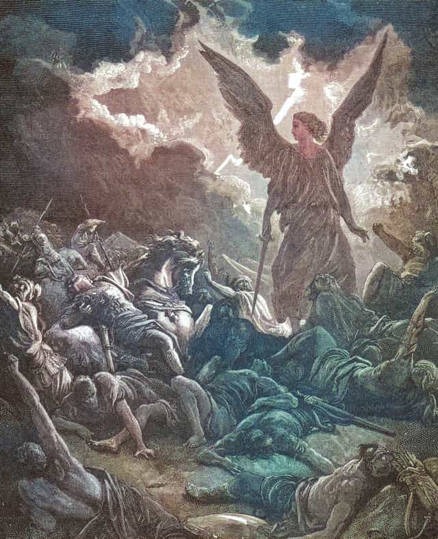 천사가 센나케립의 군대를 멸하다 - 가톨릭 스톡 이미지 - 사진 제공 Bible and Art