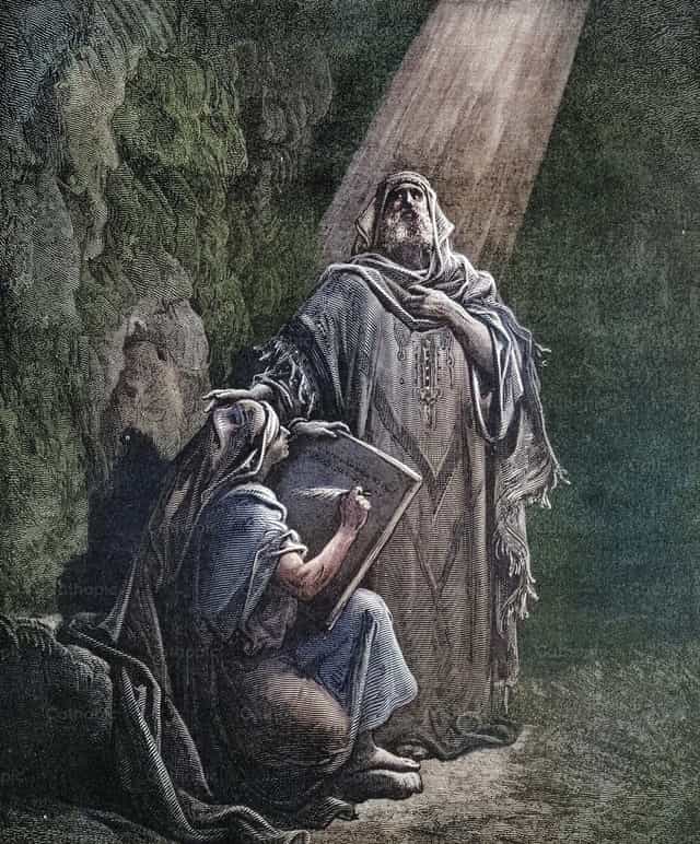 예레미야가 바룩에게 받아쓰게 하다 - 가톨릭 스톡 이미지 - 사진 제공 Bible and Art