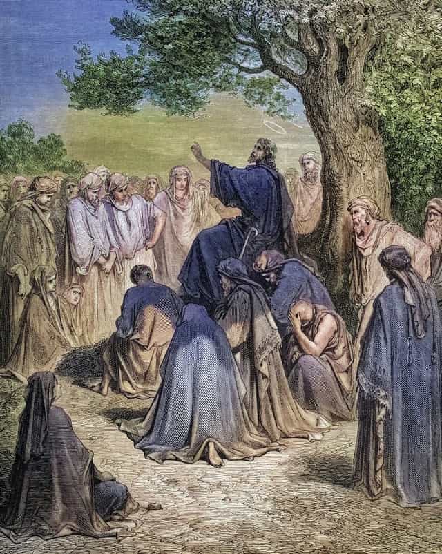 Jésus prêchant à la foule - Images catholiques de stock - Photo de Bible and Art