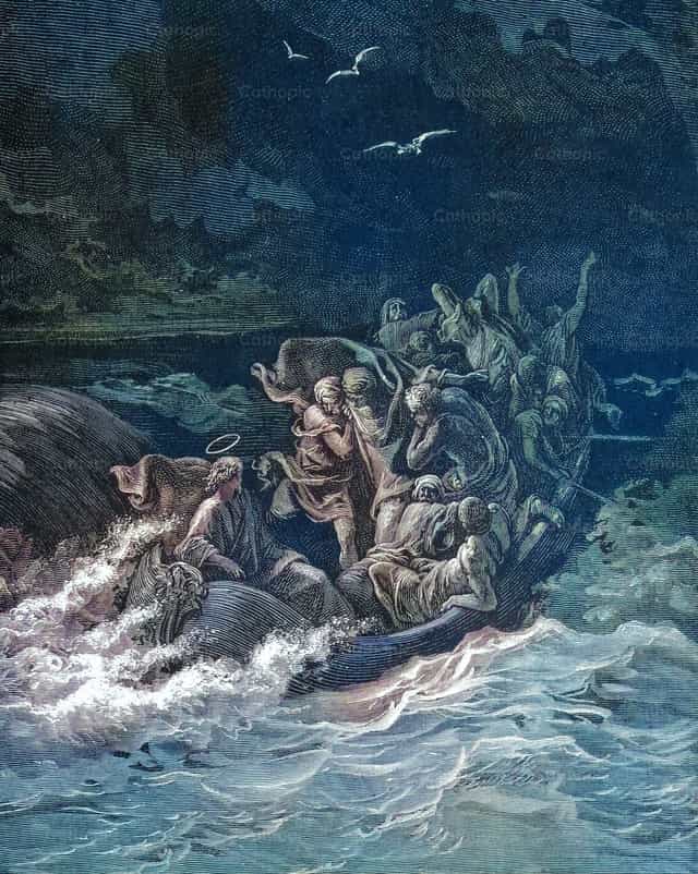 Jesús calma la tormenta - Banco de imágenes católicas