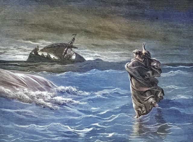 예수님께서 물 위를 걸으십니다 - 가톨릭 스톡 이미지 - 사진 제공 Bible and Art