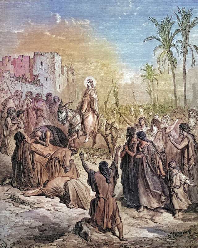 Jezus wjeżdża do Jerozolimy - Katolickie zdjęcia stockowe