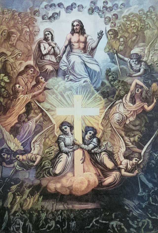 Kristo sa Kaluwalhatian kasama ang Simbahan at mga Santo - Mga Catholic stock image - Larawan ni Bible and Art