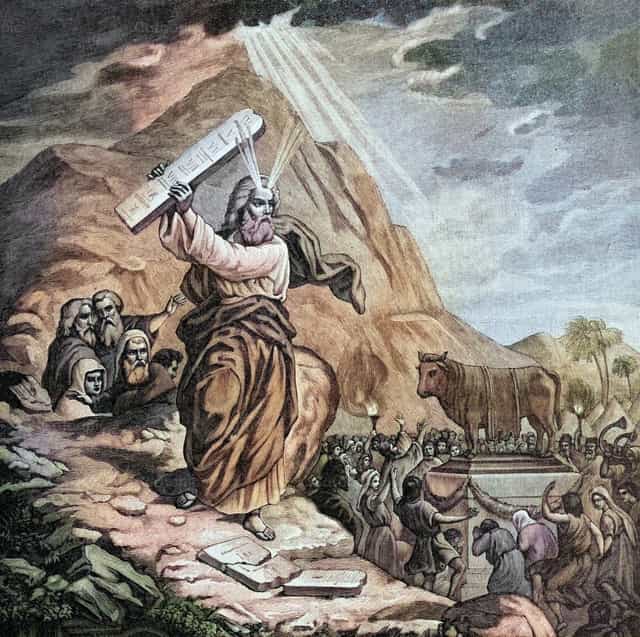 Mózes és az aranyborjú bálványimádása - Katolikus stockképek - Fotó: Bible and Art