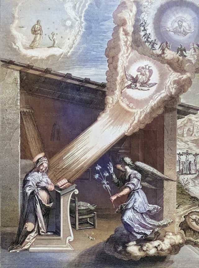 Pagpapahayag kay Maria ng Anghel Gabriel - Mga Catholic stock image - Larawan ni Bible and Art