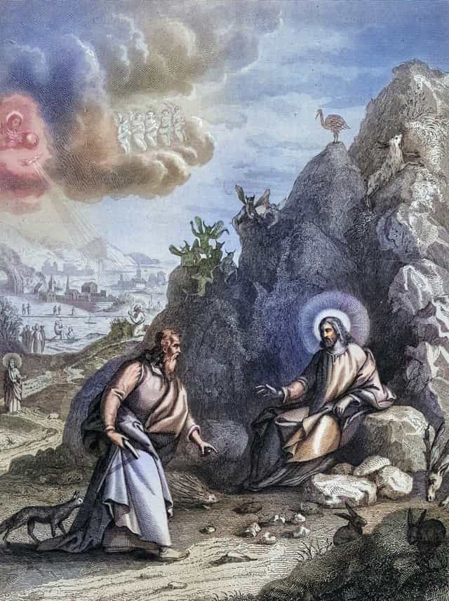 Verzoeking van Christus in de woestijn - Katholieke stockfoto's - Foto door Bible and Art