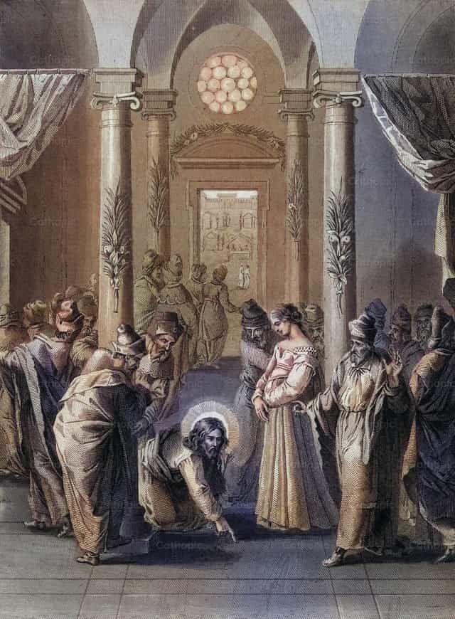 Jesús y la mujer adúltera - Banco de imágenes católicas