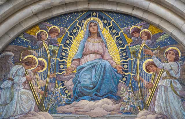 Virgin Mary blessing - Catholic stock images