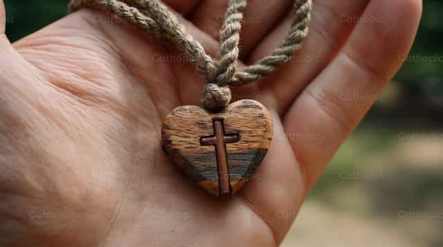 Kreuz auf dem Herzen - Katholische Stockfotos