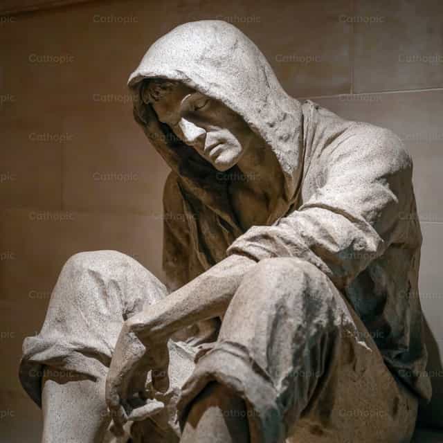 Escultura do penitente - Imagens católicas de stock - Foto de Carolina BR