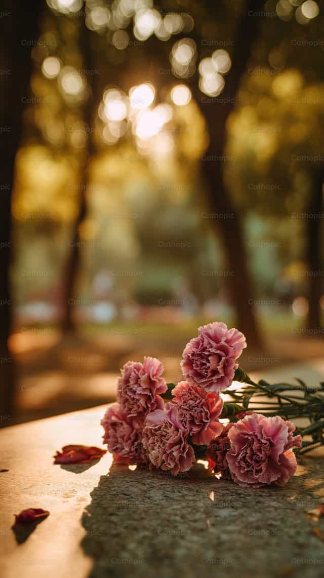 永恒之光前的花 - 天主教图库图片 - 摄影： Carolina BR