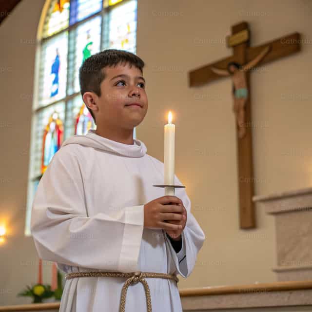 Altar boy na may kandila - Mga Catholic stock image - Larawan ni Irene Maciá Doménech