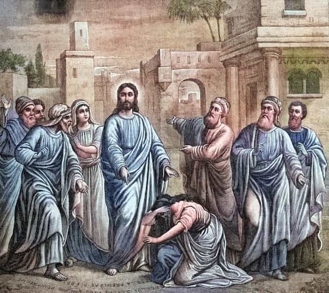 Si Hesus at ang Babaeng Adultero - Mga Catholic stock image - Larawan ni Bible and Art