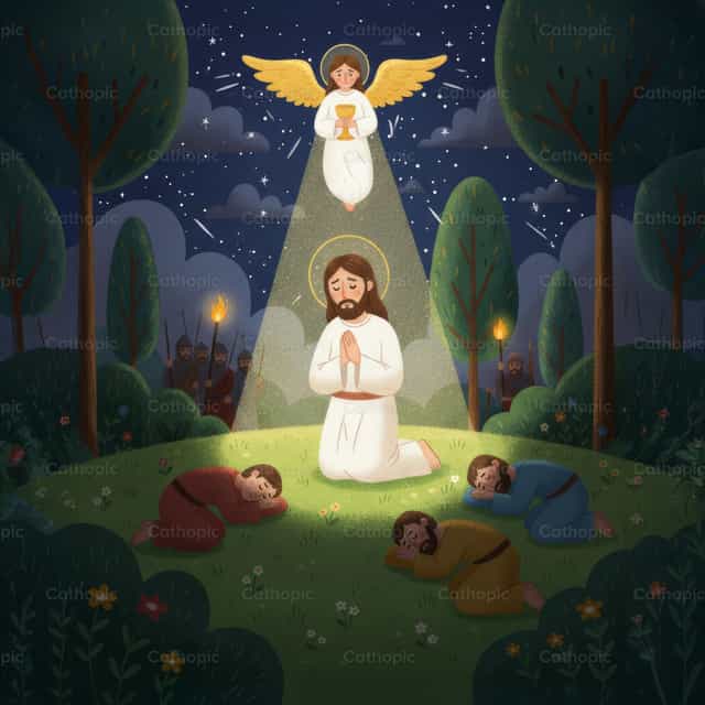 Mga Masasakit na Misteryo: Panalangin ni Jesus sa Halamanan - Mga Catholic stock image