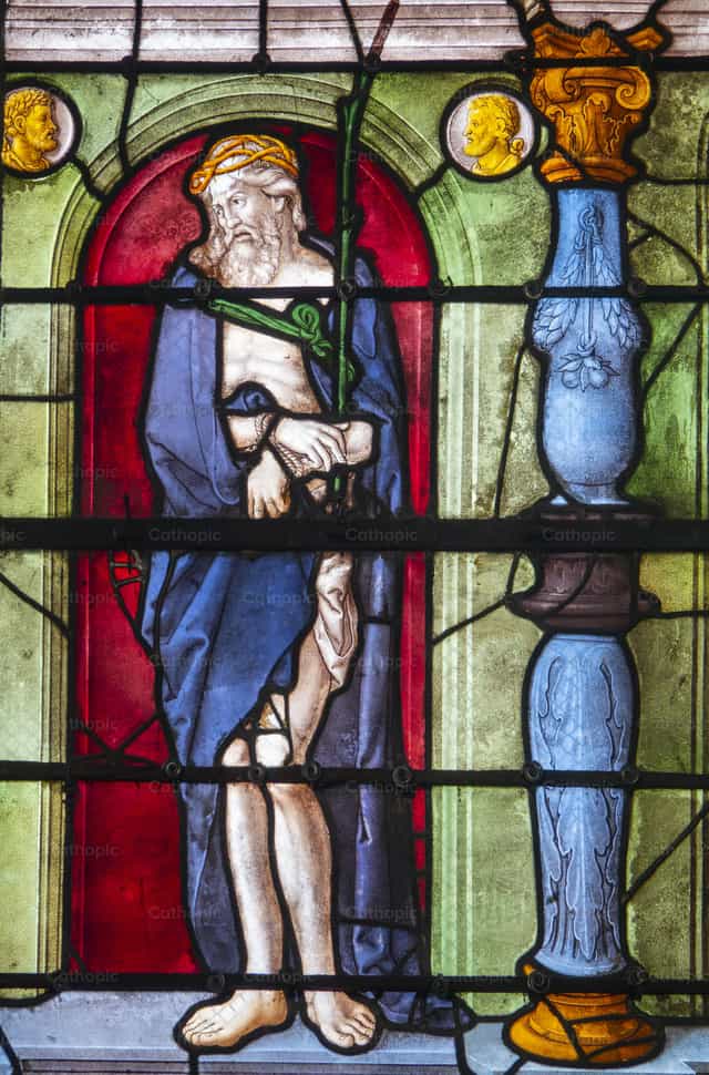 Cristo atado y coronado de espinas - Banco de imágenes católicas - Fotografía por Joan Sutter
