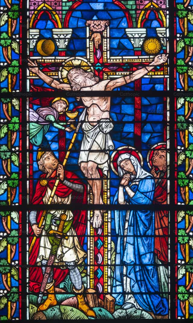 Coração de Jesus trespassado pela lança do centurião - Imagens católicas de stock - Foto de Joan Sutter