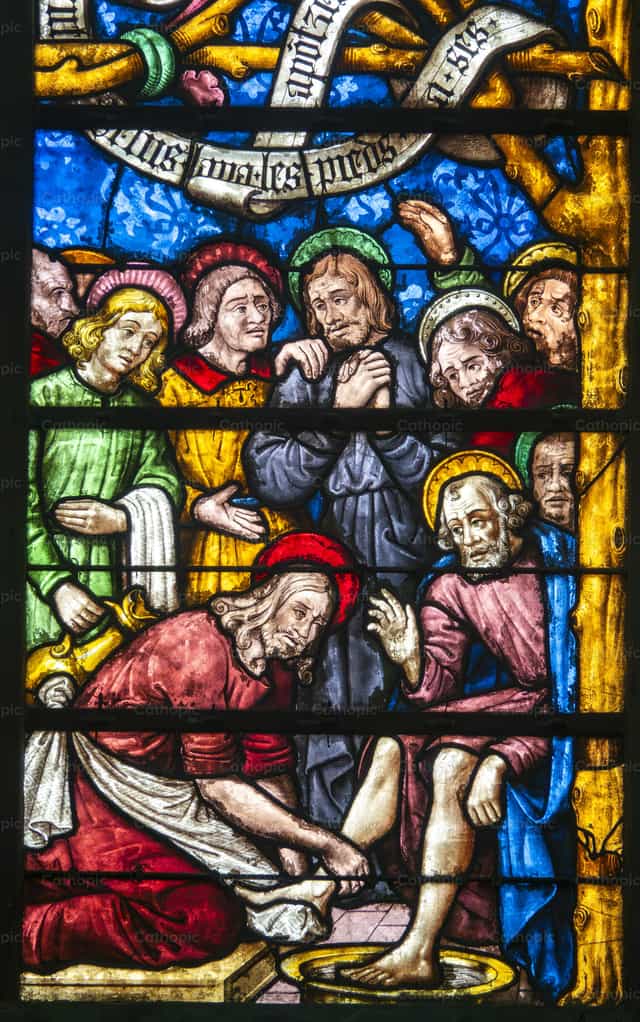 Jesucristo lavando los pies de los Apóstoles - Banco de imágenes católicas - Fotografía por Joan Sutter