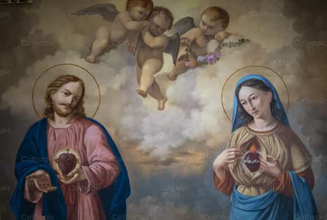 Coração Sagrado de Jesus e Maria - Imagens católicas de stock - Foto de Joan Sutter