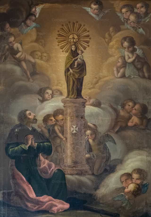 Maria hält das Jesuskind Christus - Katholische Stockfotos
